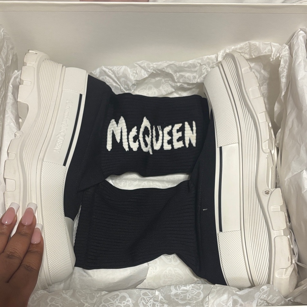 Alexander McQueen Graffiti Knit Tread Slick Boot